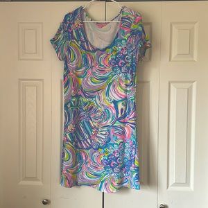 Lilly Pulitzer Large short sleeves bright sundress blue pink and purple floral